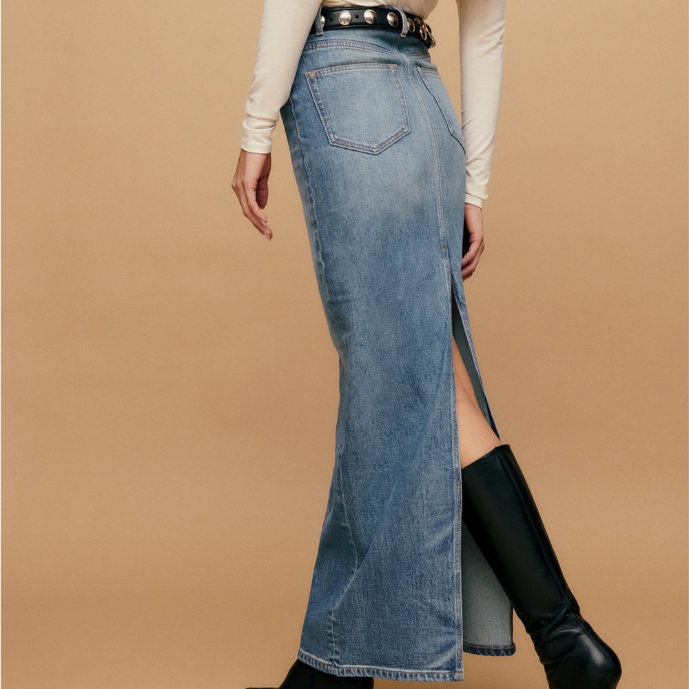 Reformation Daria Ultra High Rise Denim Maxi Skirt Merritt 28 🤍 - Picture 3 of 8